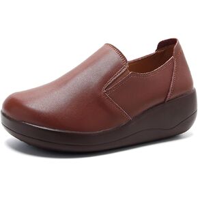 Platform Slip-On Rocker Sneakers for Women Arch Support Walking All Day Fashion Wide Round Toe Comfort Thick Wedge Loafers Casual Daily Work Walking Shoes