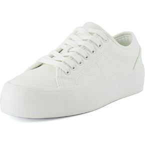 CUSHIONAIRE Women's Tag low top Canvas sneaker +Memory Foam, White/White 8