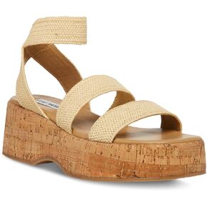 Steve Madden Womens Sashes Woven Flatform Sandals Beige 5 Medium (B,M)