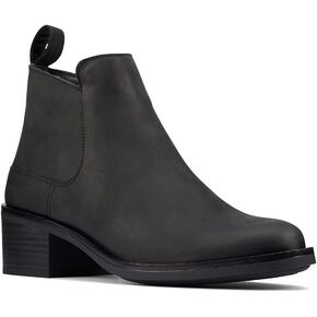Clarks Women's Memi Zip Ankle Boot, Black Leather, 9.5 W
