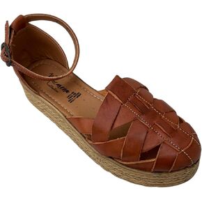 صندل نسائي صندل Huarache من الجلد الملون طراز مكسيكي 07