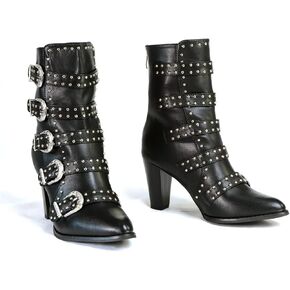 Milwaukee Leather MBL9428 Women's Black Buckle Up Fashion Boots with Studded Bling