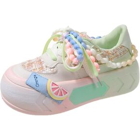 Women Kawaii Shoes Y2k Shoes Walking Sneakers Women Platform Chunky Cute Linen Thick Roundhead Rave Shoes Travel in Kuwait