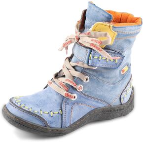 Women's Ankle Boots PU and Leather Patchwork with Handstitching Upper Lace-Up Mid-calf Boots