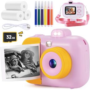 Kids Camera Instant Print for Girls Boys Age 3-12 Kids Toys, YEEHAO 12MP 1080P Kids Digital Cameras Christmas Birthday Gifts for 4 5 6 7 8 9 10 Year Old Girls, Toddler Camera Girls Toys