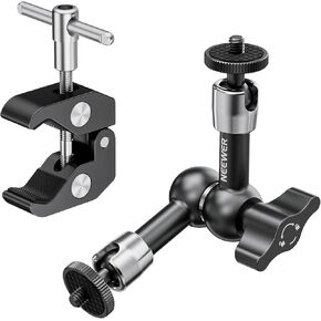 NEEWER 6"/15cm Adjustable Magic Arm with Super Clamp, 1/4" & 3/8" Threads, 1/4" Screws for Flash/LED Light/Microphone/Monitor, Compatible with SmallRig Camera Cage, Max Load: 4.4lb/2kg, ST15C