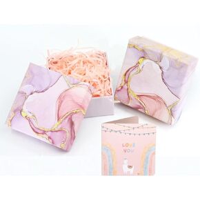 Rosh Pinnah, Gift Boxes With Lids, Elegant Marble & Glitter, 9.5" X 6" X 3" (6 Packs incl. 6 Cards) - Ideal for Bridesmaid Proposal, Maid of Honor, Baby Shower, Holiday, Christmas (Pink)