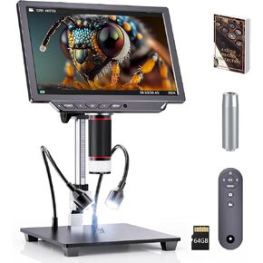 4K Digital Microscope - 2000X Magnification, 8" Coin Microscope with 52MP Camera Sensor, Microscope for Adults for Soldering, Full Coin Observation, 64GB TF Card & Coin Guidebook Included