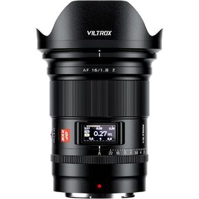 VILTROX AF 16mm F1.8 Z Full Frame Lens for Nikon Z-Mount, AF 16mm F/1.8 Z with Built-in LCD Screen Wide Angle Lens for Nikon Z Mount Z7 Z7ii Z8 Z8ii Z9 Zf Z30 Z50 Zfc