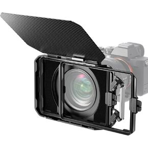 K&F Concept Mini Matte Box, Carbon Fiber Top DSLR Matte Box with 2xSquare Filters Trays, for 67/72/77/82/95mm Lenses, for 4x5.65 Filter/Circular Filter