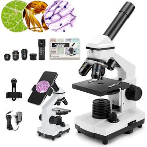 Microscope for Adults Kids, 2000X Compound Microscope Biological with Slides Professional Microscope Kit for School Labs, Gifts for Kids