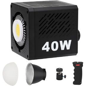 40W LED Video Light,Portable Continuous Output Lighting,COB Bi-Color 2500K~6500K,CRI≥95,9 FX Special Effects Modes,3400mAh Battery for Studio Shooting,YouTube,TikTok,Vlog,Live Stream