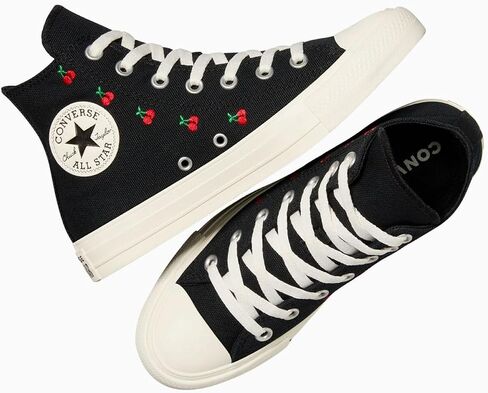 حذاء رياضي Chuck Taylor All Star Hi Top للنساء من Converse، أسود كرزي/بلشون أبيض/أحمر، مقاس 7.5 in Saudi Arabia