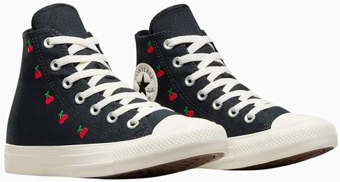 حذاء رياضي Chuck Taylor All Star Hi Top للنساء من Converse، أسود كرزي/بلشون أبيض/أحمر، مقاس 7.5 in Saudi Arabia