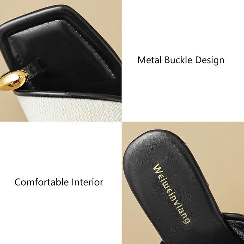 Women's Ring Toe Metal Flat Sandals Summer Slip-on Square Open Toe Non-Slip Beach Flats Slippers in Saudi Arabia