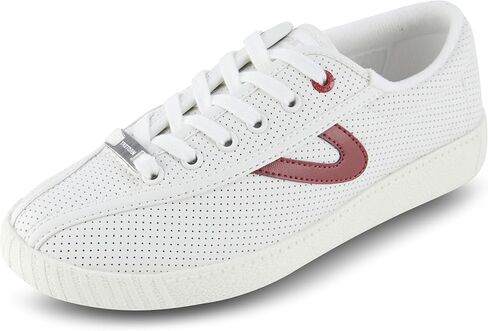 TRETORN Nyliteplus Women's Leather Lace-Up Casual Fashion Sneakers Classic Vintage Style, White/Red, 10 in Saudi Arabia