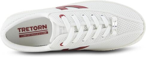 TRETORN Nyliteplus Women's Leather Lace-Up Casual Fashion Sneakers Classic Vintage Style, White/Red, 10 in Saudi Arabia