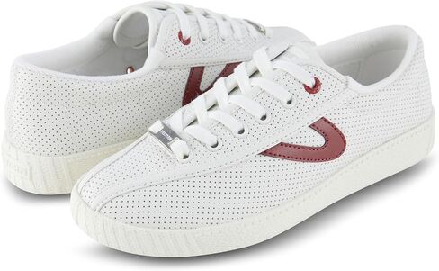 TRETORN Nyliteplus Women's Leather Lace-Up Casual Fashion Sneakers Classic Vintage Style, White/Red, 10 in Saudi Arabia