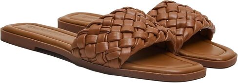 Stratuxx Kaze Women's Braided Strap Sandals Square Open Toe Slide Sandals Slip on Dressy Summer Beach Flats Size 5-11 in Saudi Arabia