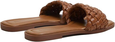 Stratuxx Kaze Women's Braided Strap Sandals Square Open Toe Slide Sandals Slip on Dressy Summer Beach Flats Size 5-11 in Saudi Arabia