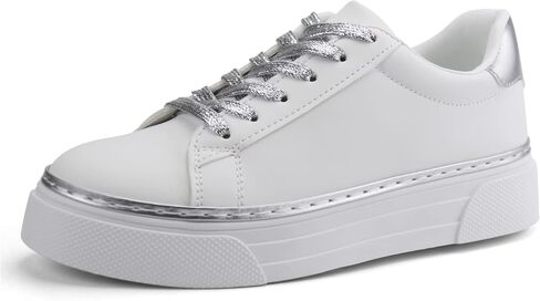 JABASIC Women Platform White Sneakers Lace Up Fashion Tennis Sneaker Casual Walking Shoes in Saudi Arabia