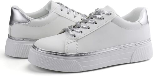 JABASIC Women Platform White Sneakers Lace Up Fashion Tennis Sneaker Casual Walking Shoes in Saudi Arabia