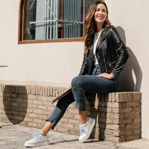JABASIC Women Platform White Sneakers Lace Up Fashion Tennis Sneaker Casual Walking Shoes in Saudi Arabia