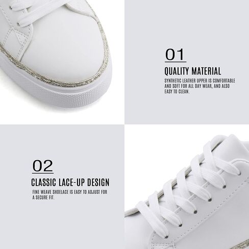 أحذية رياضية بيضاء للنساء من JABASIC بأربطة، أحذية رياضية كاجوال للمشي in Kuwait