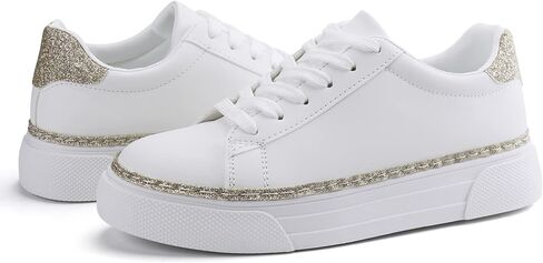 أحذية رياضية بيضاء للنساء من JABASIC بأربطة، أحذية رياضية كاجوال للمشي in Kuwait