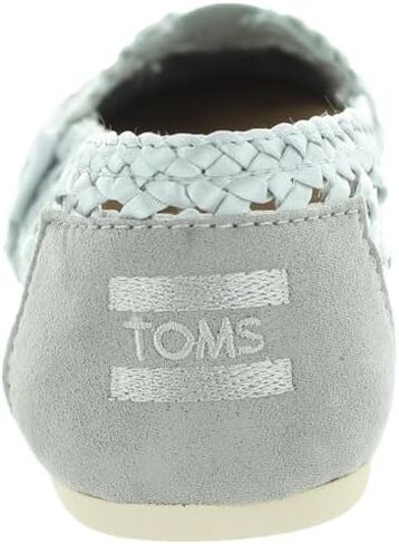 حذاء مسطح نسائي من TOMS منسوج كلاسيكي سهل الارتداء Alpargata، ساتان فضي، US 6 in Saudi Arabia