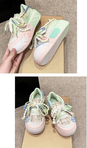 Women Kawaii Shoes Y2k Shoes Walking Sneakers Women Platform Chunky Cute Linen Thick Roundhead Rave Shoes Travel in Kuwait
