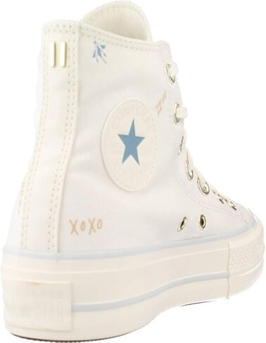 Converse Unisex Chuck Taylor All Star Lift High Top Canvas Sneaker - Lace up Closure Style - White/Cocoon Blue 8 in Saudi Arabia