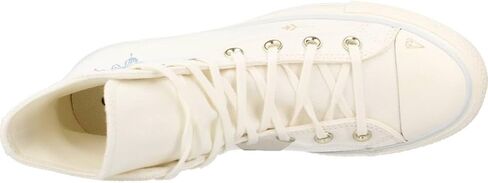 Converse Unisex Chuck Taylor All Star Lift High Top Canvas Sneaker - Lace up Closure Style - White/Cocoon Blue 8 in Saudi Arabia