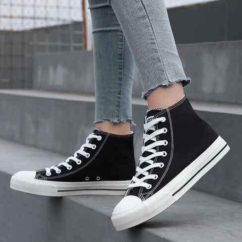 Womens High Top Sneakers for Women Classic Lace Up Cotton Canvas Shoes Womens Casual Canvas Walking Shoes in Saudi Arabia
