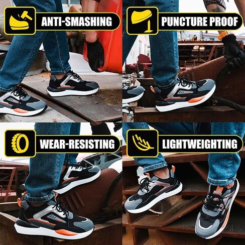 Steel Toe Sneakers for Men Women Lightweight Safety Work Shoes Comfortable Sneakers Slip-Resistant Composite Toe Shoes for Construction in Saudi Arabia