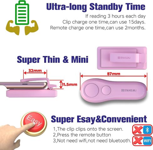 SK SYUKUYU RF Remote Control Page Turner for Kindle Reading Ipad Surface Comics, iPhone Android Tablets Reading Novels Taking Photos (Green), SKPT01 in Saudi Arabia