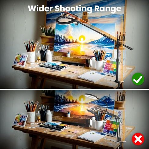 LUXSURE Ring Light للمكتب مع حامل وحامل هاتف، حامل كاميرا علوي LED مقاس 10 بوصات، حامل هاتف علوي مع ضوء، حامل ثلاثي iPhone مع ضوء لتسجيل الفيديو والكمبيوتر المحمول والبث المباشر in Kuwait