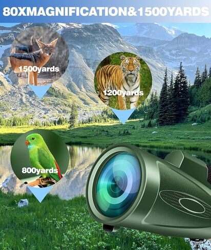 80X100 HD Monocular Telescope, High Powered BAK-4 Prism Compact Monoculars for Adults, Larger Vision Monocular for Bird Watching Hunting Hiking Camping Travelling in Kuwait