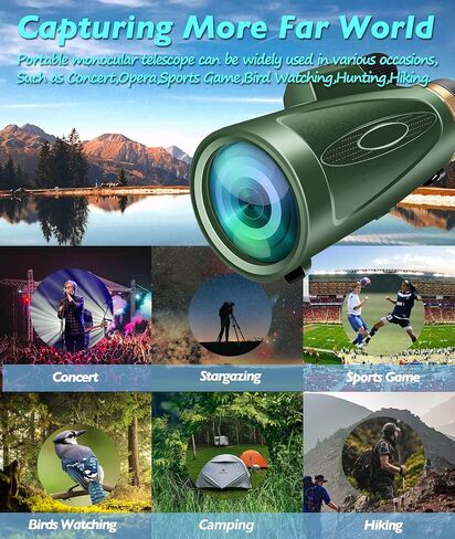 80X100 HD Monocular Telescope, High Powered BAK-4 Prism Compact Monoculars for Adults, Larger Vision Monocular for Bird Watching Hunting Hiking Camping Travelling in Kuwait