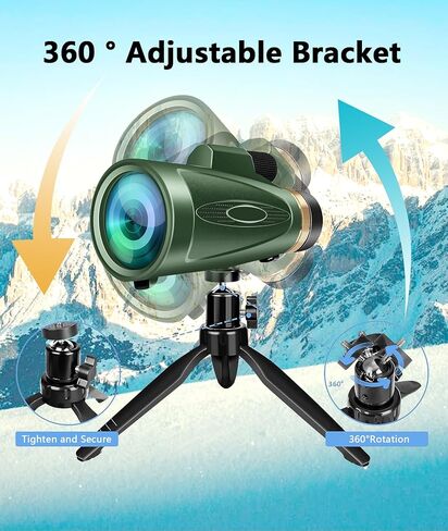 80X100 HD Monocular Telescope, High Powered BAK-4 Prism Compact Monoculars for Adults, Larger Vision Monocular for Bird Watching Hunting Hiking Camping Travelling in Kuwait
