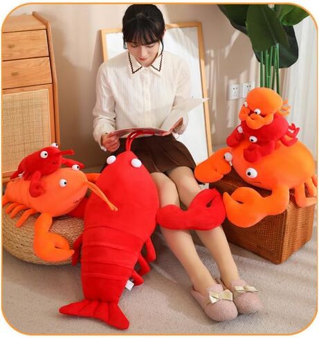 XIZHI Lobster Plush Stuffed Animal Lobster Plush Toy Lobster Pillow Suitable for Christmas and Birthday with Huggable Gifts (Red B) in Saudi Arabia