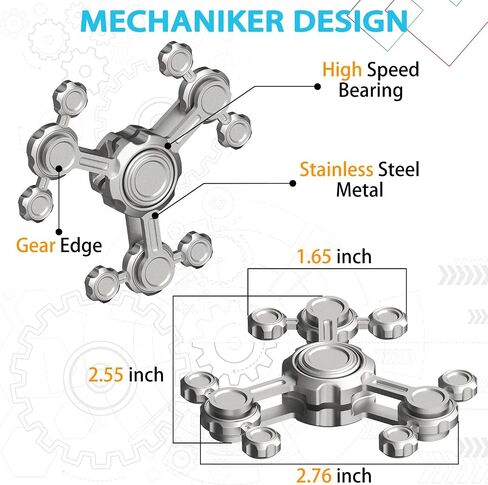 Gravity Fidget Spinner Toy for Kids Adults, Metal Finger Hand Spinner Fidgeting Glow in The Dark, Rock Spinner Gift Present for Boy Men Anti Anxiety Fingertip Gyro Desk Stress Toy Office Classroom in Saudi Arabia