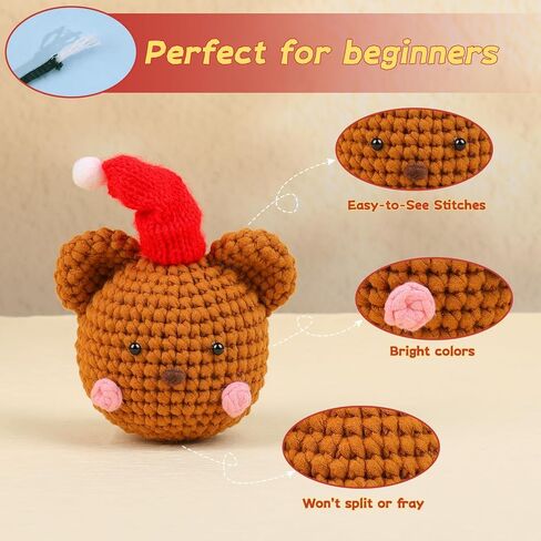 12.3OZ Yarn for Beginner Crocheting, 350g No Split Crochet Yarn, Beginners Yarn for Crocheting and Knitting with Crochet Hooks, Stitch Markers, Easy Yarn for Beginners Crocheting Christmas Decoration in Kuwait