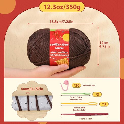 12.3OZ Yarn for Beginner Crocheting, 350g No Split Crochet Yarn, Beginners Yarn for Crocheting and Knitting with Crochet Hooks, Stitch Markers, Easy Yarn for Beginners Crocheting Christmas Decoration in Kuwait