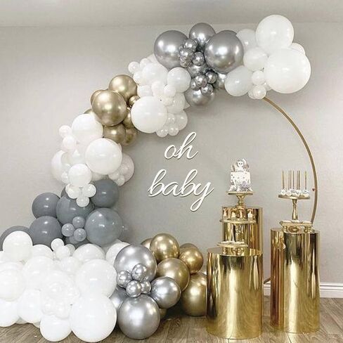 طقم قوس بالون وردي ساخن من FOTIOMRG 130 قطعة، 18 12 10 5 بوصة بالونات لاتكس وردية ساخنة بأحجام مختلفة لأعياد الميلاد وحفلات الزفاف وحفلات الزفاف وحفلات العازبة (مع خلفية هامشية) in Kuwait