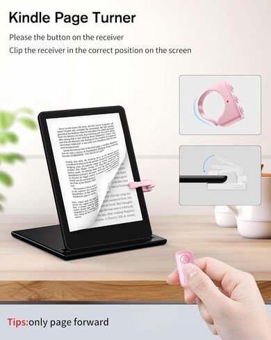 Remote Control Page Turner for Kindle Paperwhite Oasis, RF E-Reader Remote Controller, Remote Scrolling Ring for TIK Tok, Camera Shutter Clicker for iPad iPhone iOS Android -Pink in Saudi Arabia