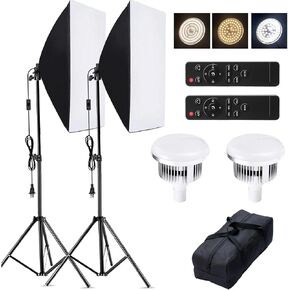 Softbox Lighting Kit, 2Pack 20"X28" softbox with 85W 3200-6500K E27 LED Bulb, Continuous Lighting Kit Photo Studio Light Equipment for Photography, Video Recording,Live Streaming
