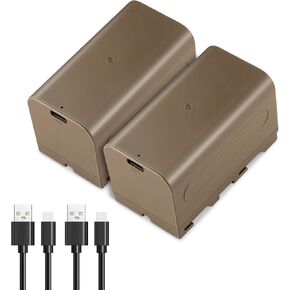 NEEWER 2Pcs NP-F550 3500mAh Replacement Battery, 2.9Hrs Full Charge Time with USB Type C Port/Cable, Rechargeable Camera Camcorder Video Light Monitor Battery for Sony NP-F550 F750 F950 F970