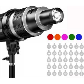 Optical Bowens Mount Projector Attachment Spotlight Conical Optical Snoot Photography Kit with Color Filters Various Gobos for Aputure Amaran 100DS/XS 200XS/DS 300C/DII/X 60D/XS Godox SL60