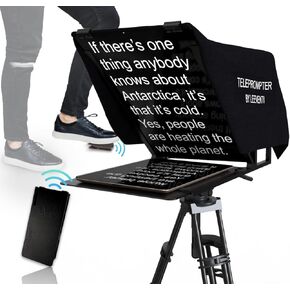 Teleprompter 5.0 by Leeventi | with Foot Remote Control | Perfect Compatibility with Tablets, Smartphones, Photo & Video Cameras | Compact Design: 600g, 30x40x3 cm